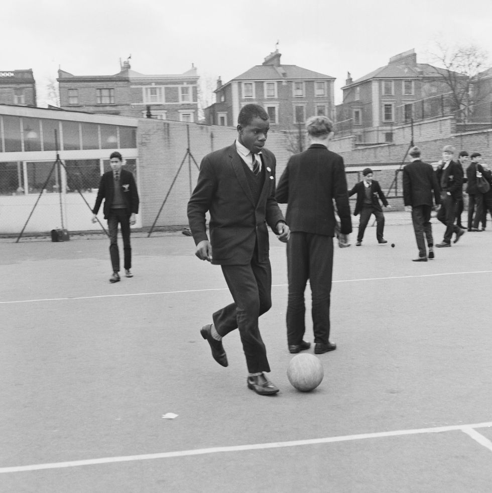 \u200bSchoolboys in the playing at Holloway Comprehensive School on Hilldrop Road, London, England, 1963
