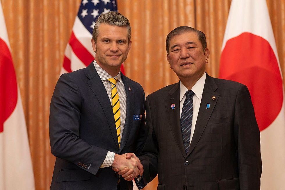 \u200bSecretary of Defense Pete Hegseth with Japan's Prime Minister Shigeru Ishiba
