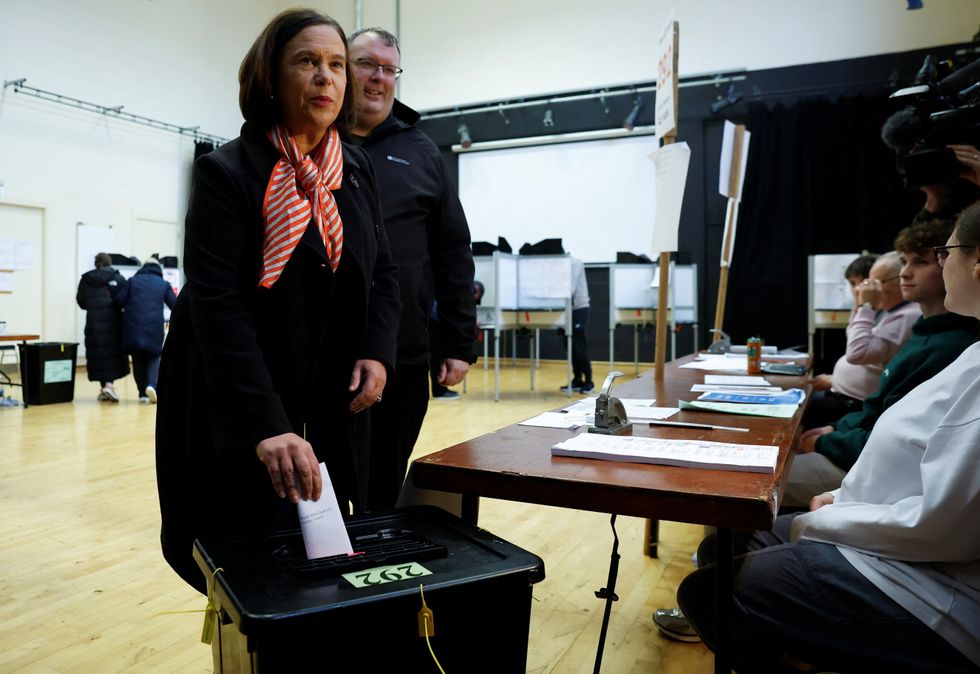 \u200bSinn Fein President Mary Lou McDonald casts her vote