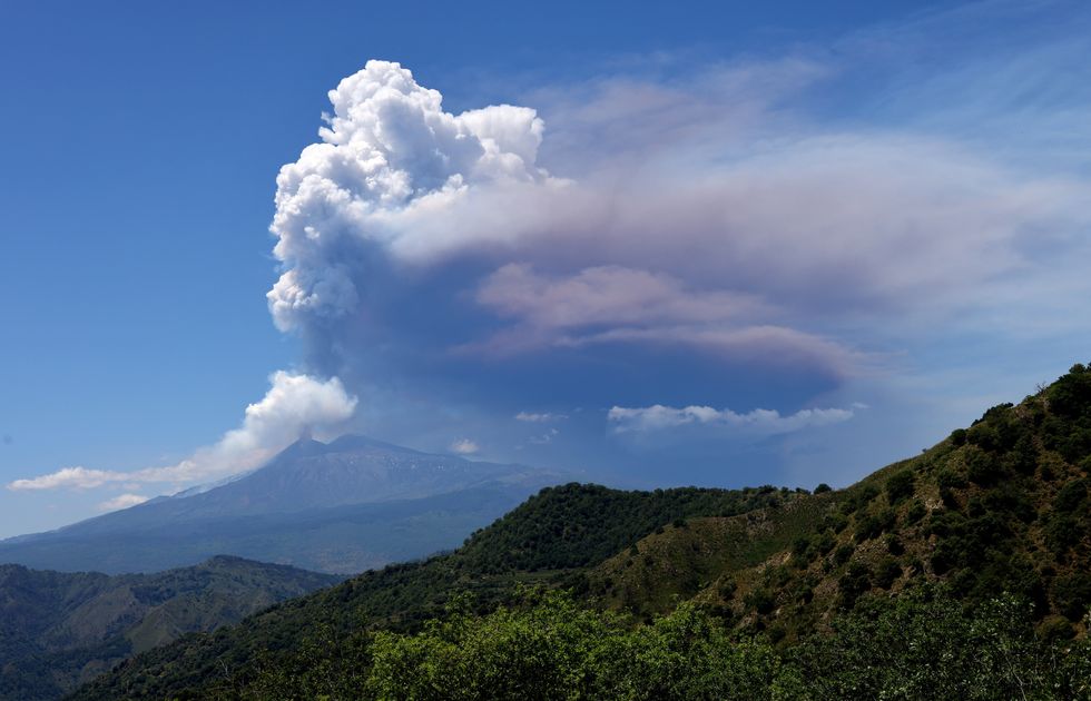 \u200bSmoke emerging from the top of Mount Etna