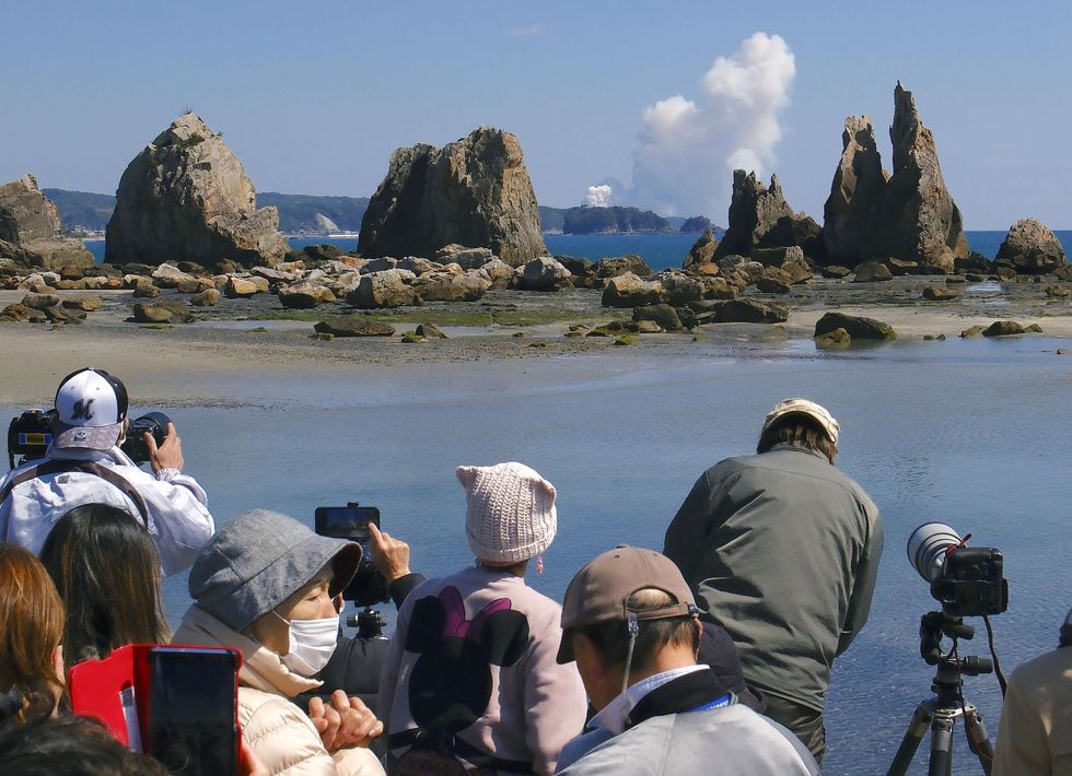 \u200bSmoke rises from Space One's launching pad on the tip of Kii peninsula