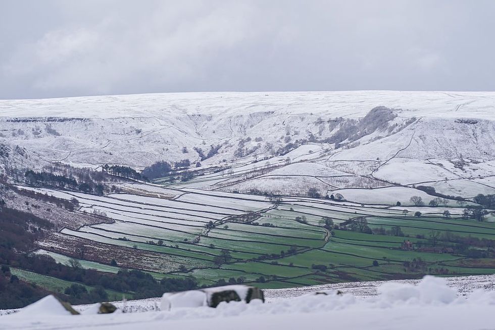 \u200bSnow covers the high ground of North Yorkshire moors near Danby