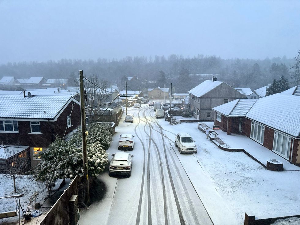 \u200bSnowy conditions in in Rassau, Ebbw Vale in South Wales