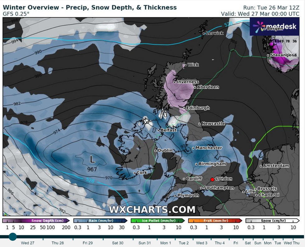 \u200bSome snow is expected around the UK in Scottish hills