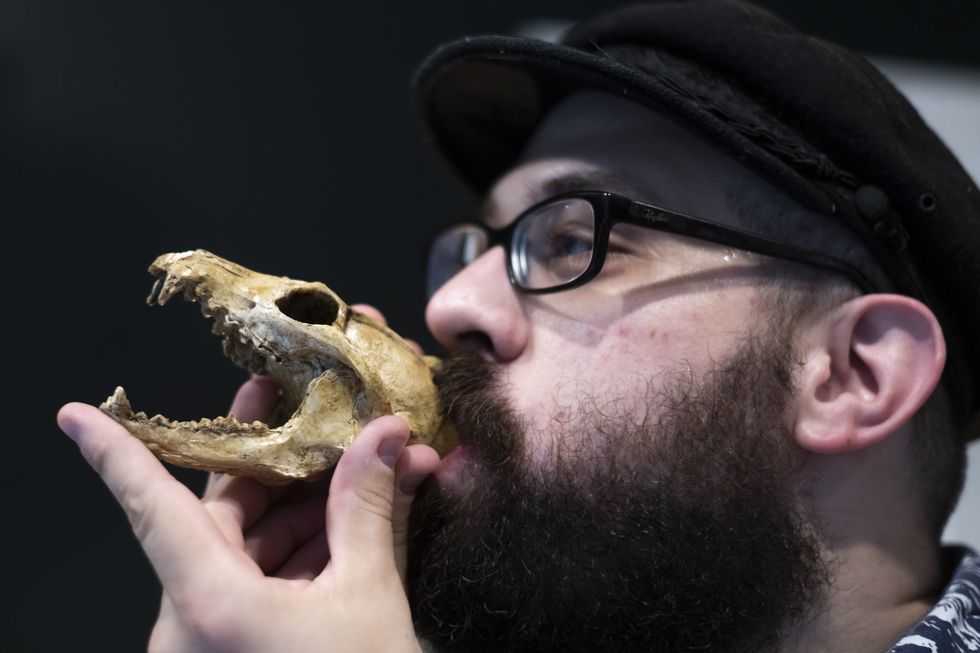 \u200bSomeone blowing into an Aztec death whistle