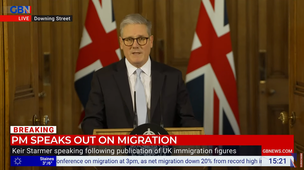 \u200bStarmer holding a press conference in Downing Street