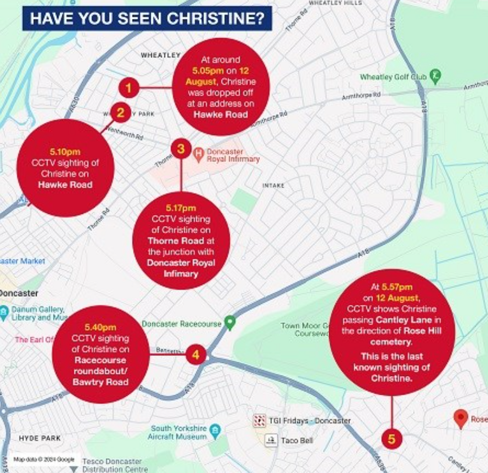 \u200bStenson's last known whereabouts plotted