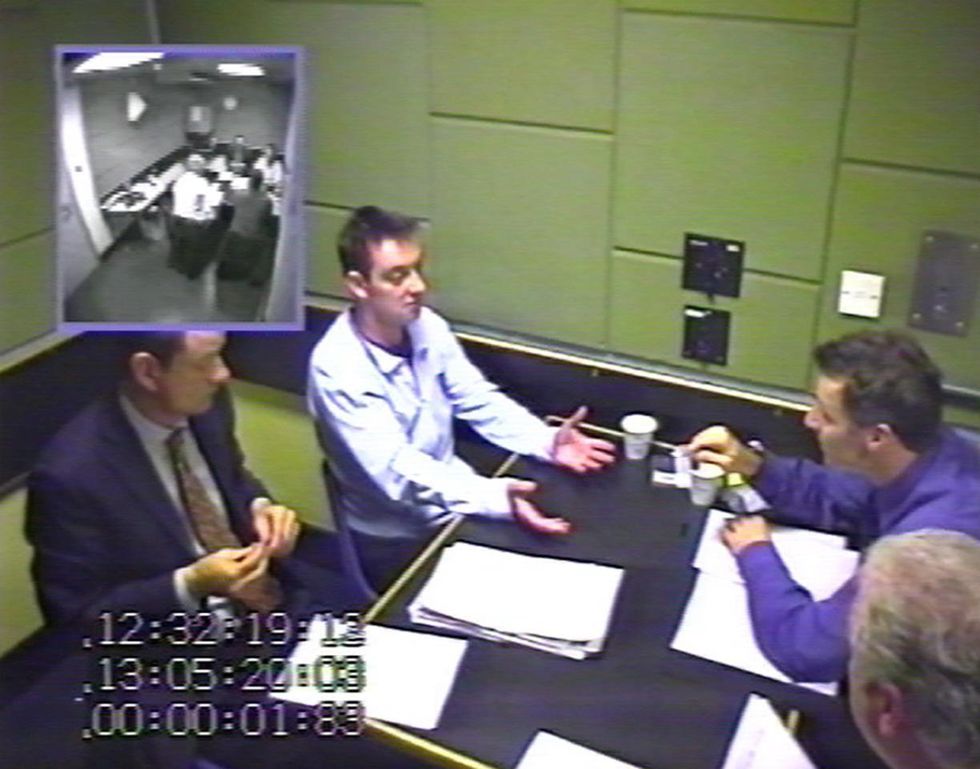 \u200bStill taken from West Yorshire Police footage of Nurse Colin Norris (top left) being interviewed by police