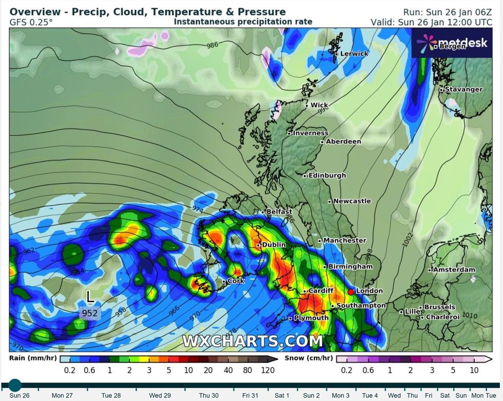 \u200bStorm Herminia will strike from the south west on Sunday night and Mondau