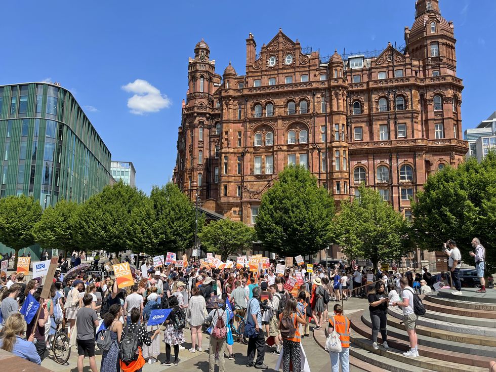 \u200bStriking junior doctors from British Medical Association take part in a rally in Manchester