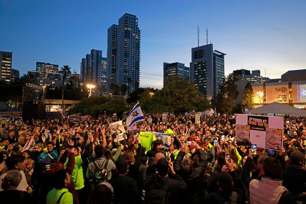 \u200bSupporters and relatives of hostages held captive in the Gaza Strip