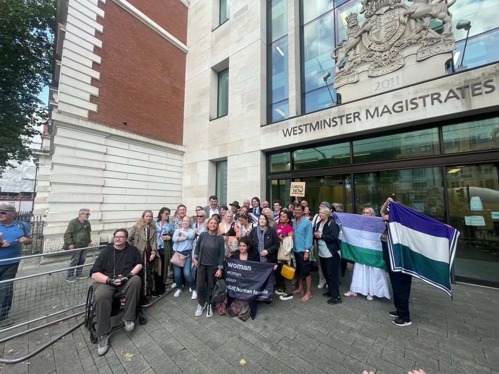 \u200bSupporters of the complainant at Westminster Magistrates' Court