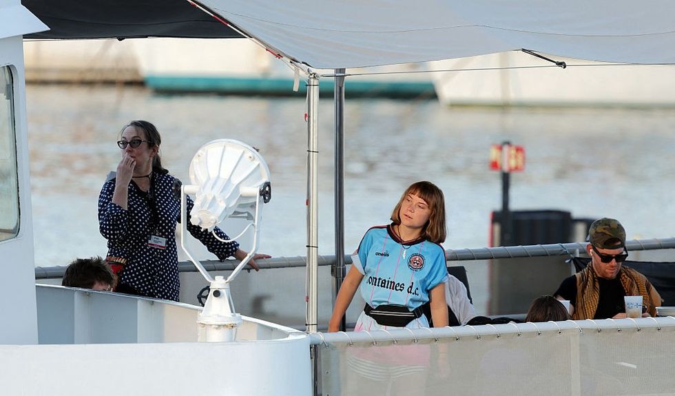 \u200bSwedish climate activist Greta Thunberg on board the vessel