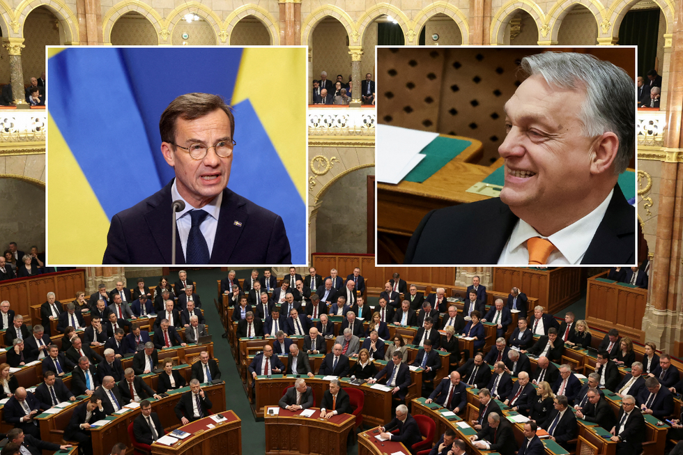 \u200bSwedish Prime Minister Ulf Kristersson, Hungarian Prime Minister Viktor Orban and Hungarian Parliament
