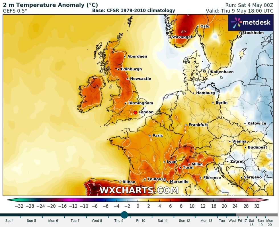 \u200bTemperature anomaly map for Thu 09 May