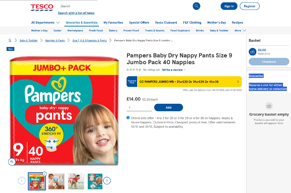\u200bTesco stock the Size 9 nappies