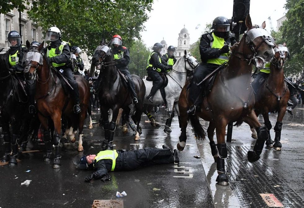 \u200bThe 47-year-old was thrown from the horse during the protests