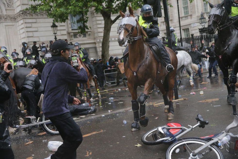 \u200bThe 47-year-old was thrown from the horse during the protests