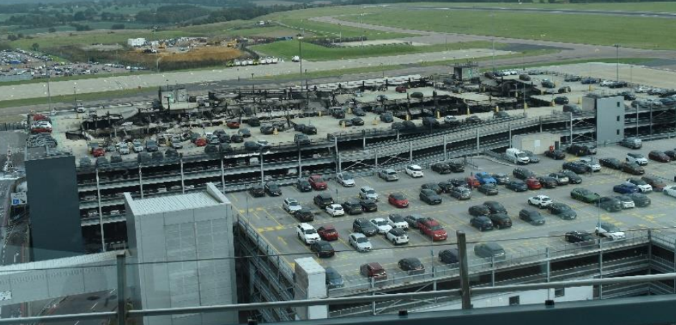\u200bThe aftermath of the Luton Airport car park fire