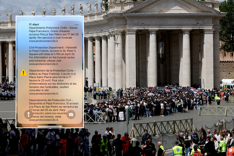 \u200bThe alert was issued to millions of phones across Rome and The Vatican