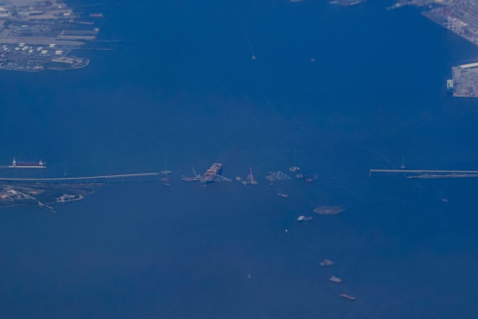 \u200bThe Baltimore bridge as viewed from Air Force One