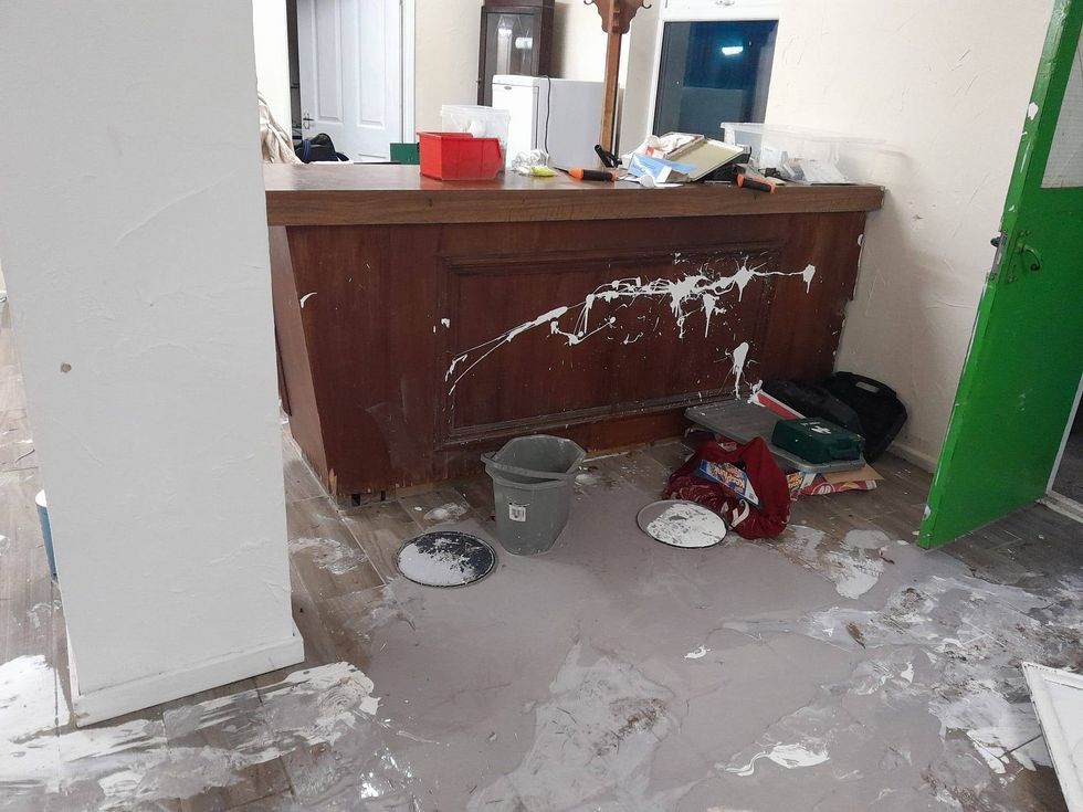 \u200bThe bar had paint thrown against it