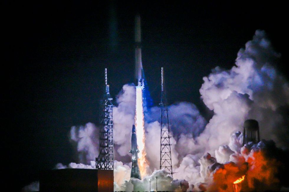\u200bThe Blue Origin New Glenn rocket lits off at Launch Complex 36 at Cape Canaveral Space Force Station