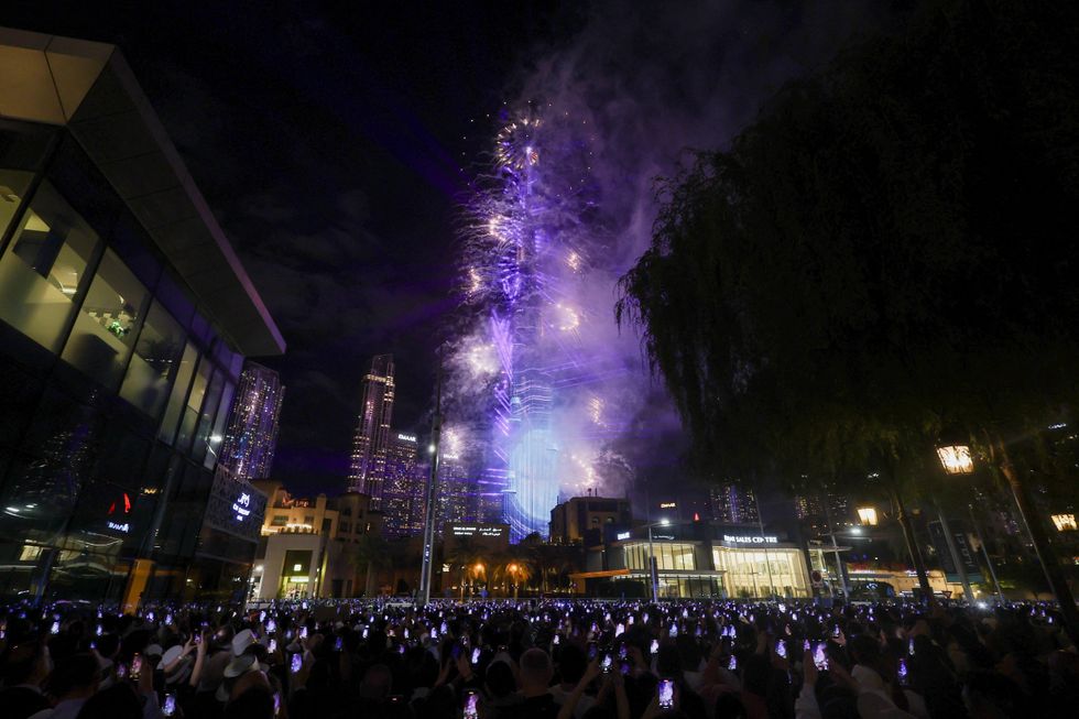 \u200bThe Burj Khalifa in Dubai alight