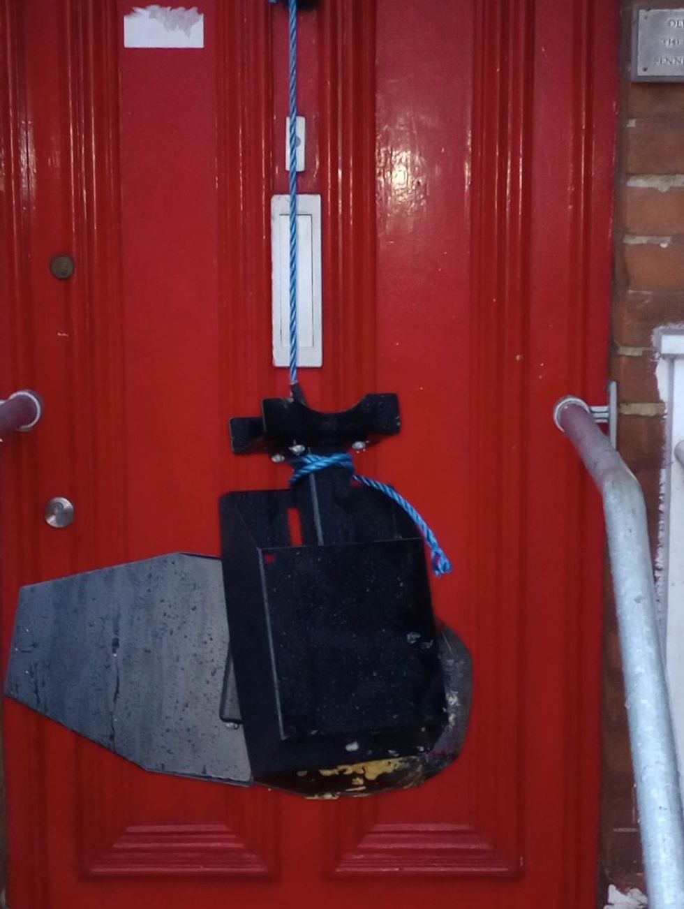 \u200bThe camera suspended mid-air outside the Labour HQ in Chipping Barnet