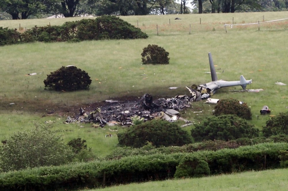 \u200bThe debris from the crash site in Sourton Down 