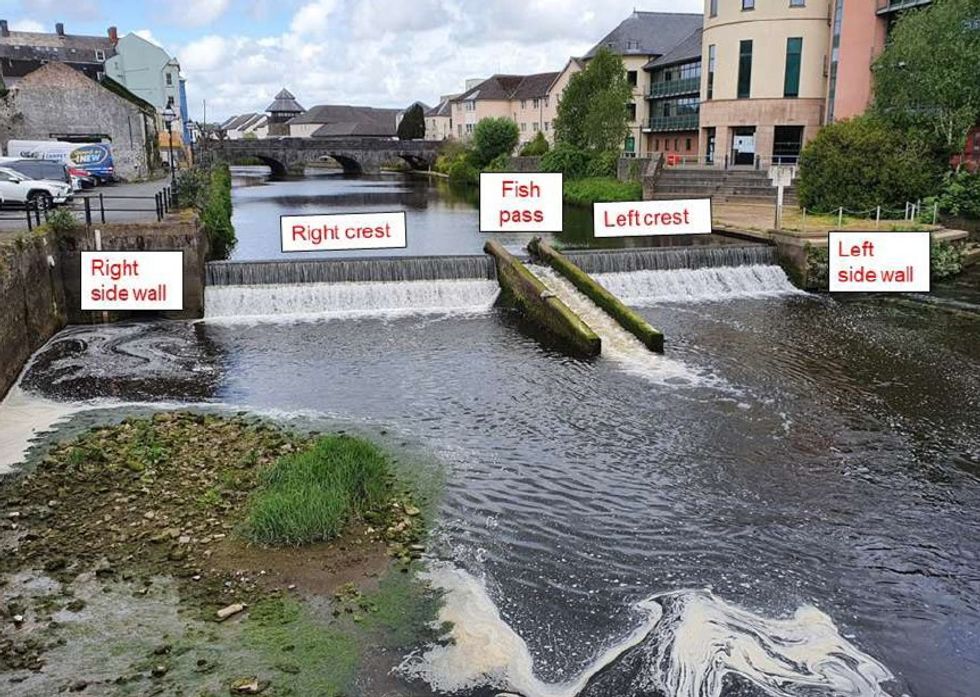 \u200bTHe downstream elevation of Haverfordwest Weir