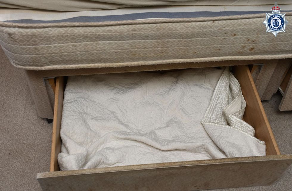 \u200bThe drawer where a baby was kept in, stored under her mother's bed, until she was discovered weeks before her third birthday