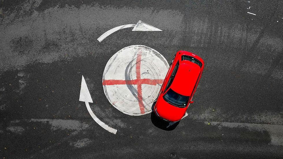 \u200bThe flag has been painted on mini roundabouts across the country