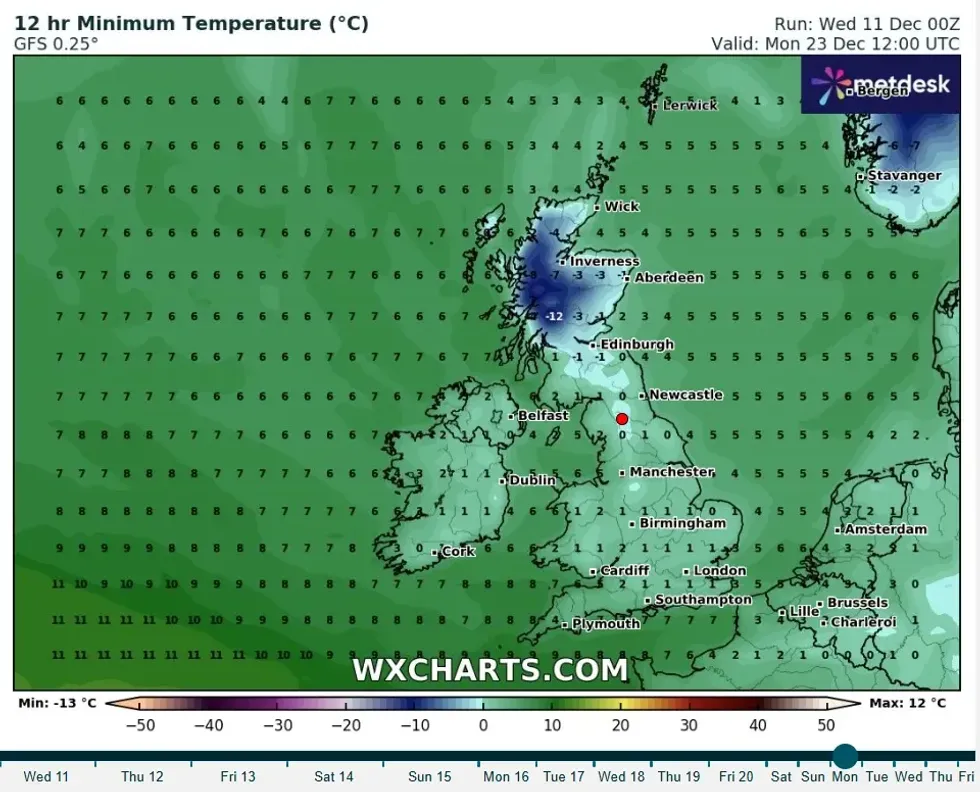 \u200bThe forecast for Monday, December 23