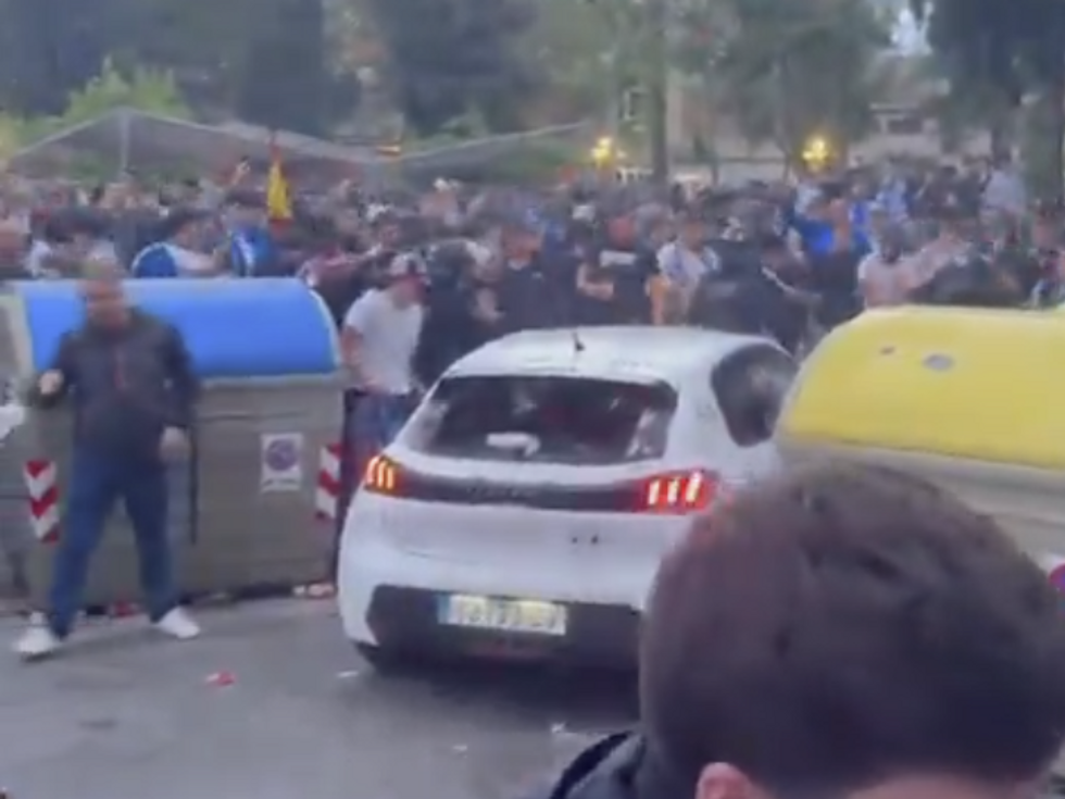 \u200bThe incident was caught on social media outside the football stadium