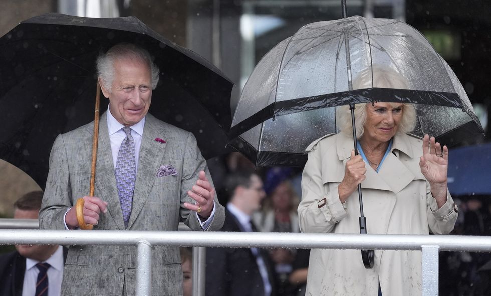 \u200bThe King and Queen watching the parade in the rain