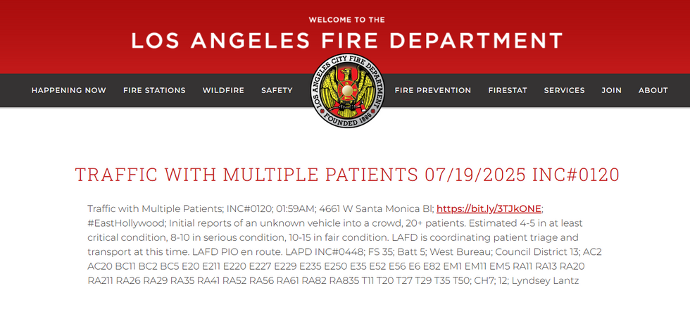 \u200bThe LAFD issued a statement online