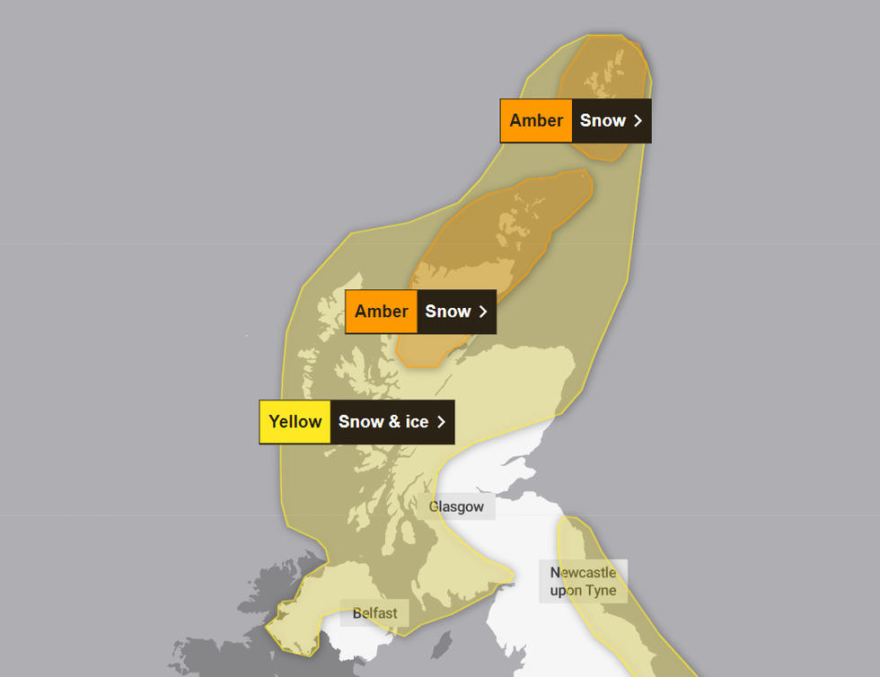 \u200bThe latest amber alerts issued by the Met Office