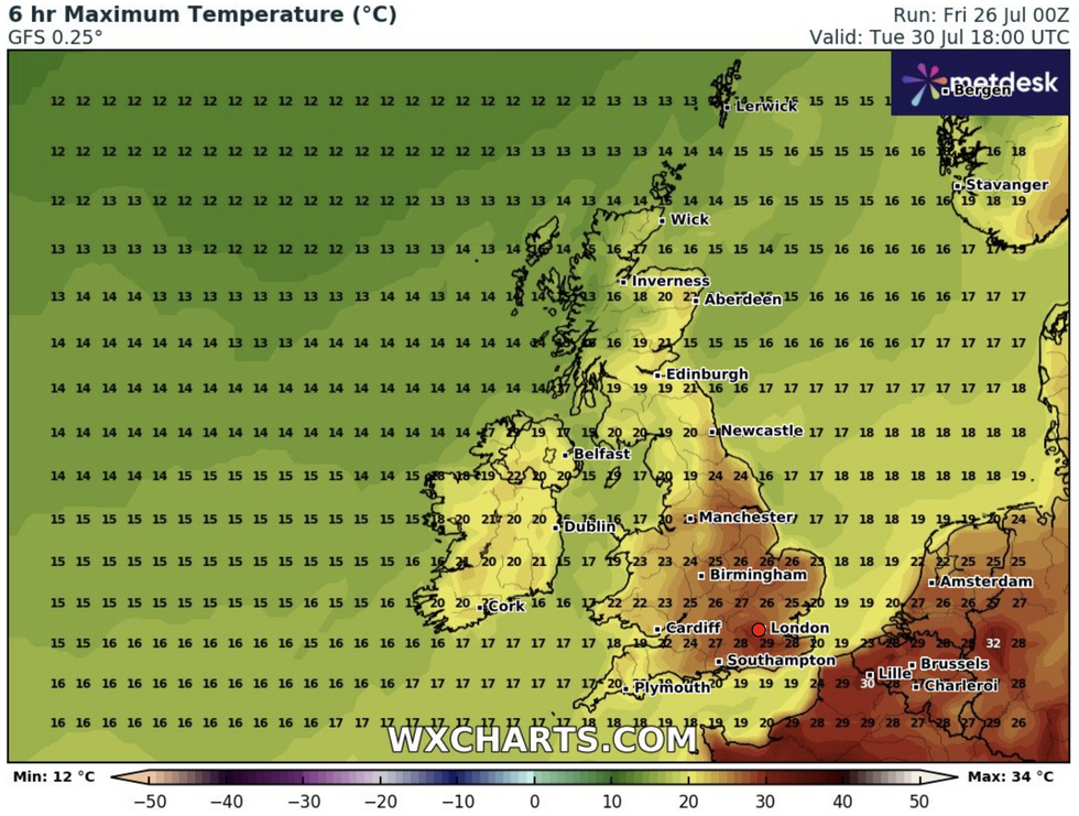 \u200bThe latest forecast for Tuesday