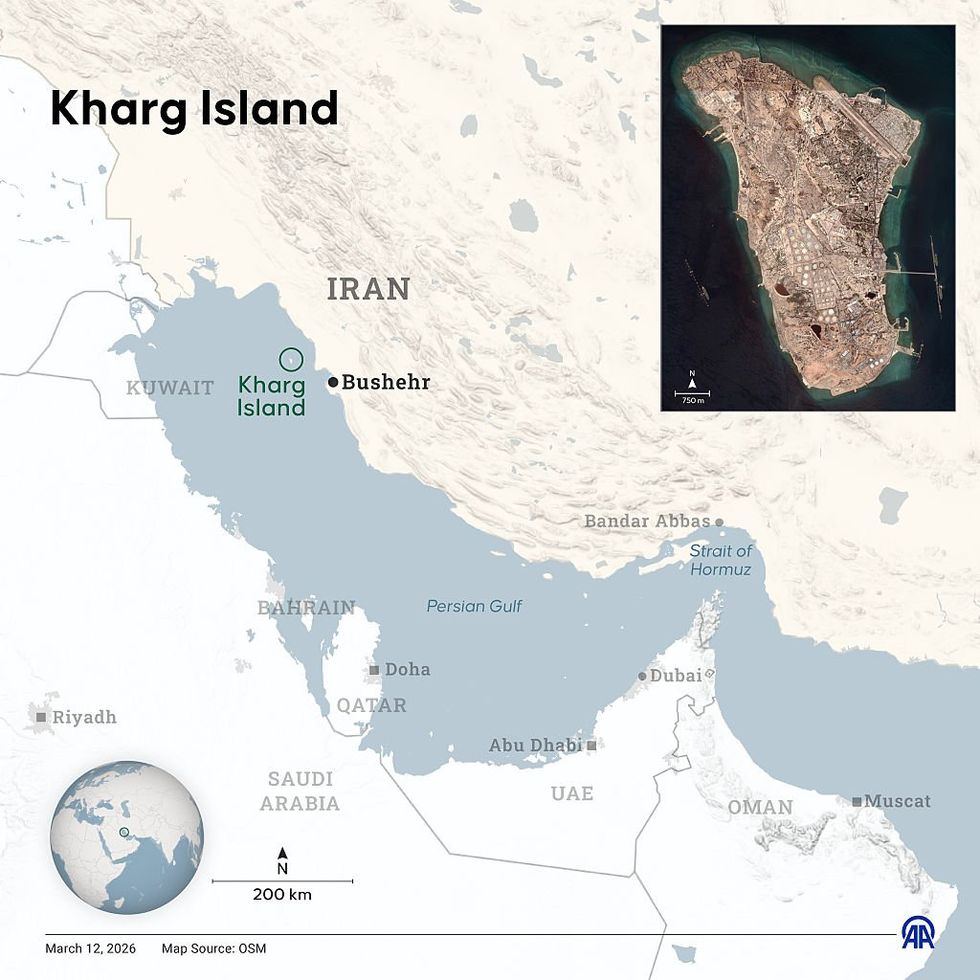 \u200bThe location of Kharg Island in the Persian Gulf