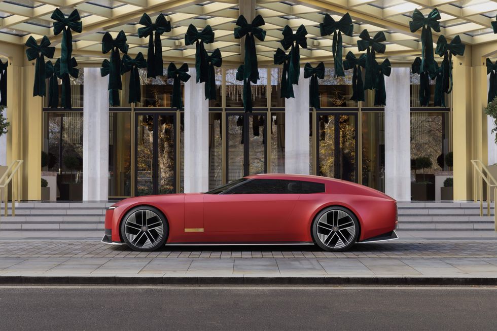 \u200bThe London Red Jaguar Type 00 electric car was displayed in London