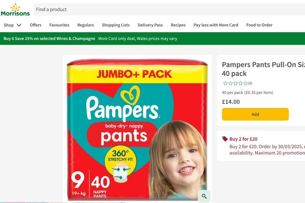 \u200bThe nappies are also stocked in Morrisons