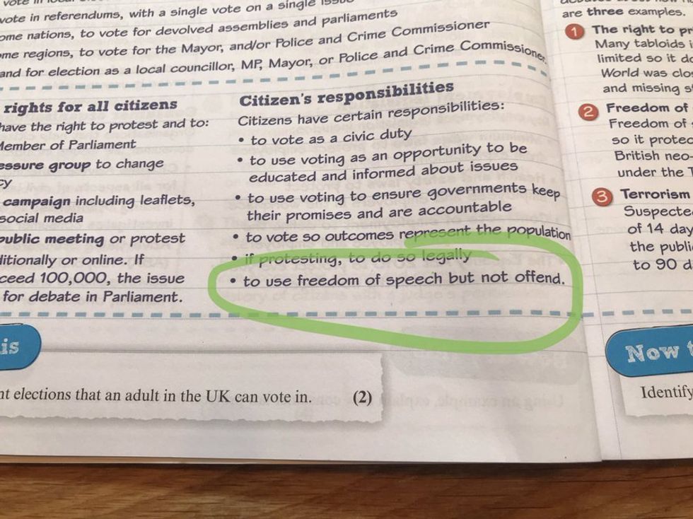 \u200bThe phrasing in question from the Pearson Revise Citizenship Studies textbook