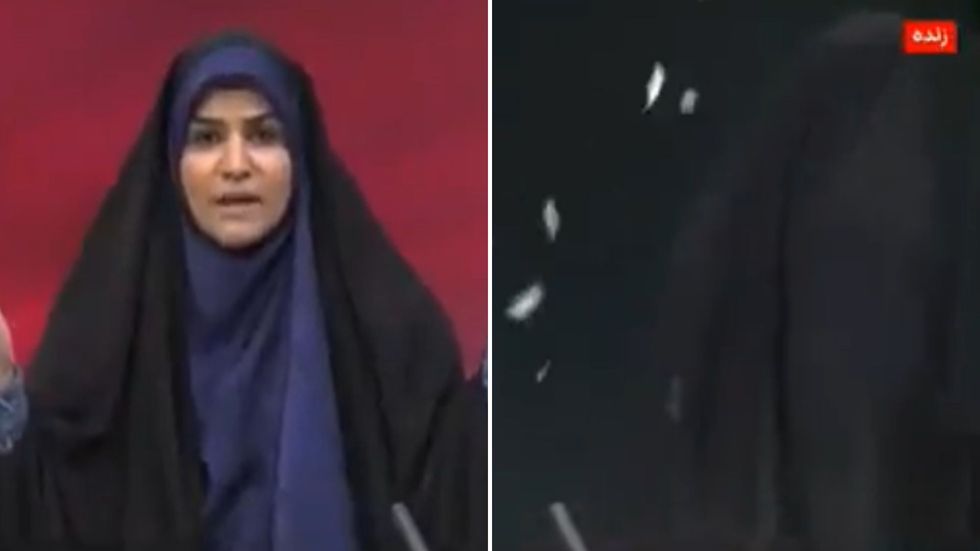 \u200bThe presenter can be seen fleeing the scene