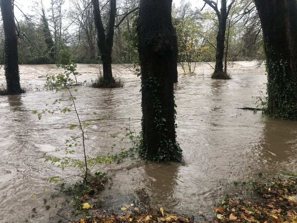 \u200bThe River Taff flooding in Pontypridd