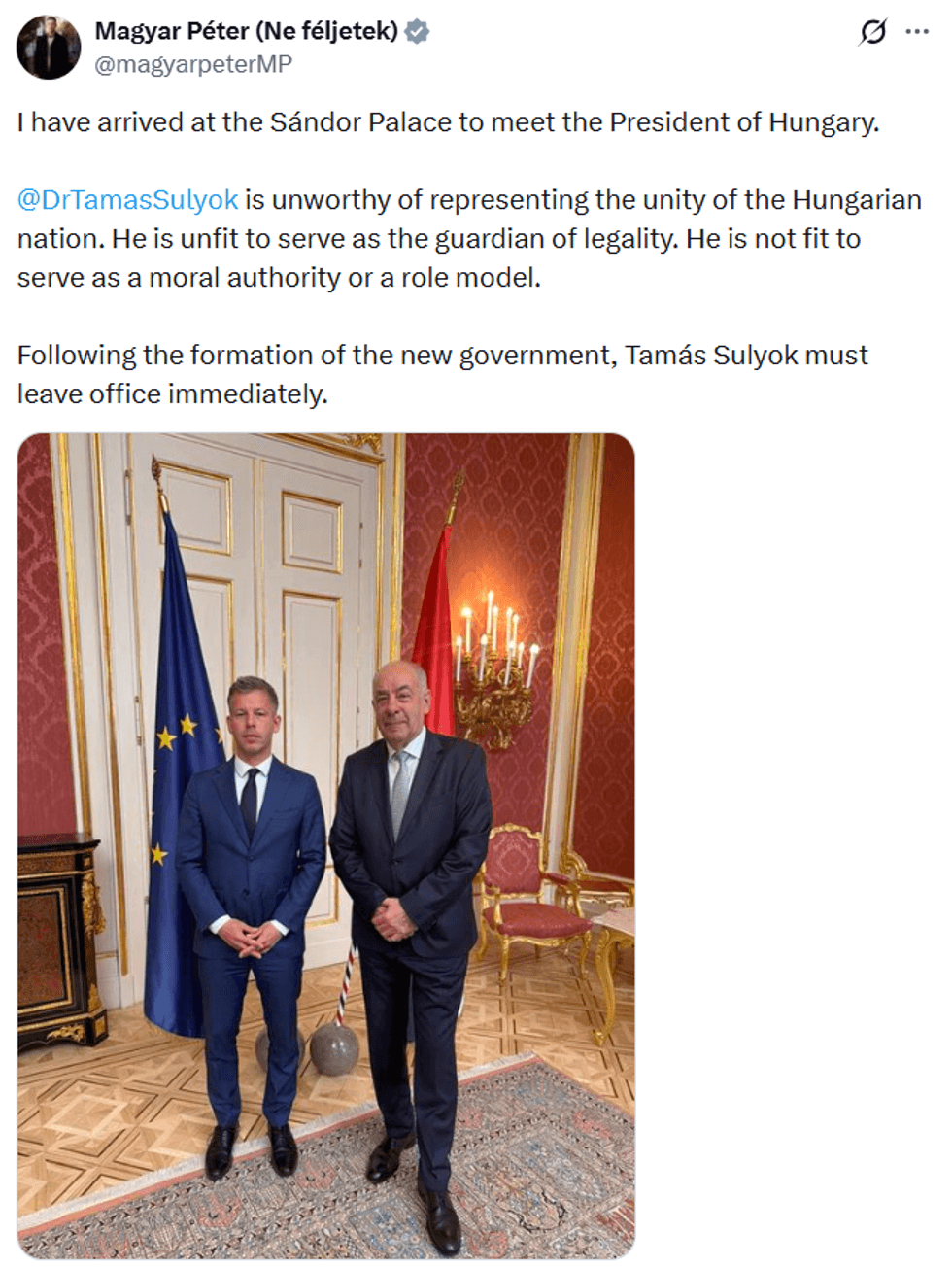 \u200bThe scathing X post written by Hungary's Prime Minister elect, P\u00e9ter Magyar