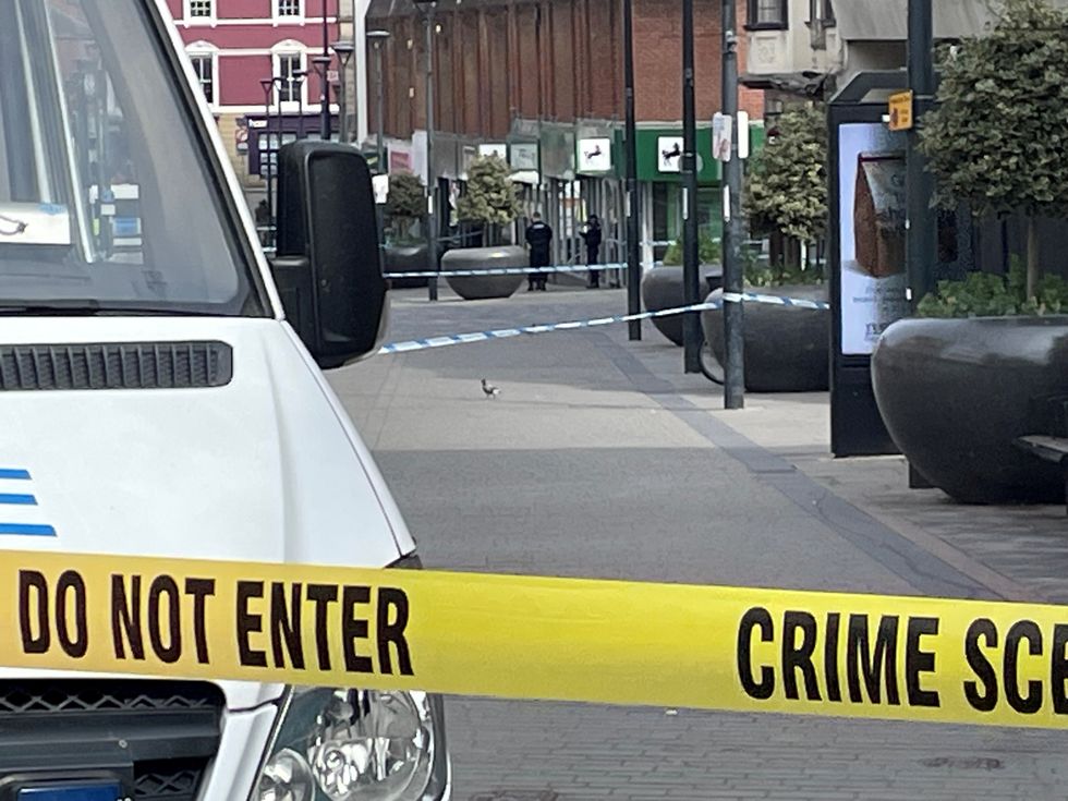 \u200bThe scene in St Peter's Street, Derby,