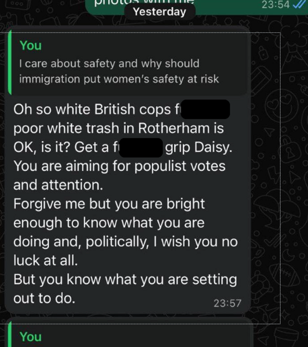 \u200bThe screenshot of the exchange between the two councillors