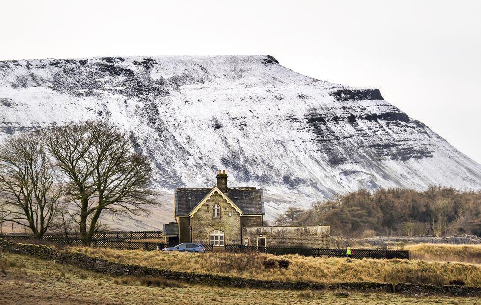 \u200bThe snow capped mountain of Ingleborough in the Yorkshire Dales