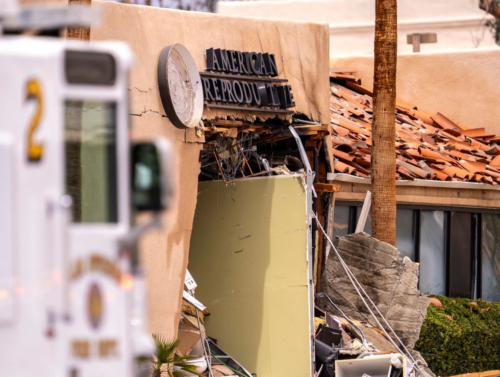 \u200bThe street side of American Reproductive Centers clinic is seen after an explosion